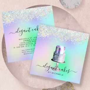 Huwelijks Taart Holografische Glitter Bakkerij Vierkante Visitekaartje