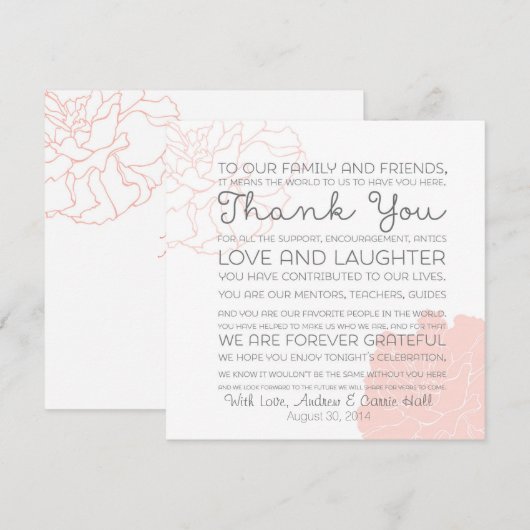 Huwelijks Tafelkaart Bedankbericht Bedankkaart (Voorkant / Achterkant)