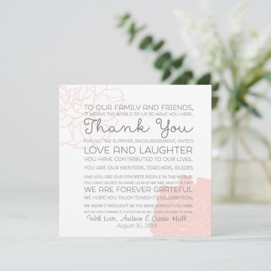 Huwelijks Tafelkaart Bedankbericht Bedankkaart (Staand voorkant)