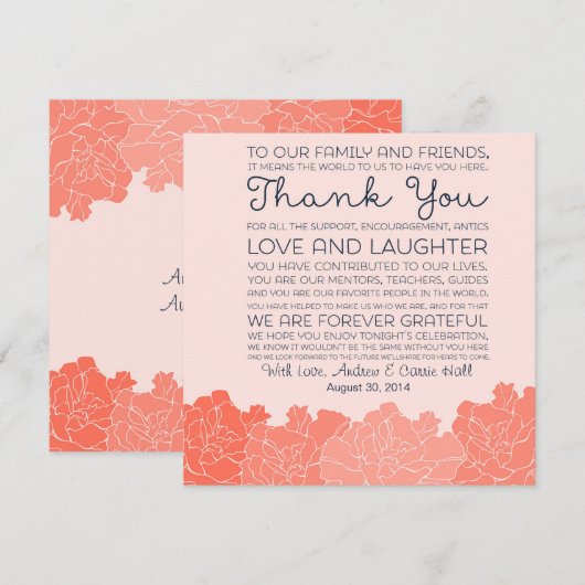 Huwelijks Tafelkaart Bedankbericht Kaart (Voorkant / Achterkant)