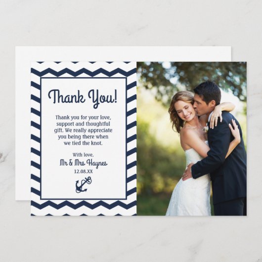 Huwelijks Trouwkaart Dankkaart, Nautilus Platte Ka Bedankkaart (Voorkant / Achterkant)