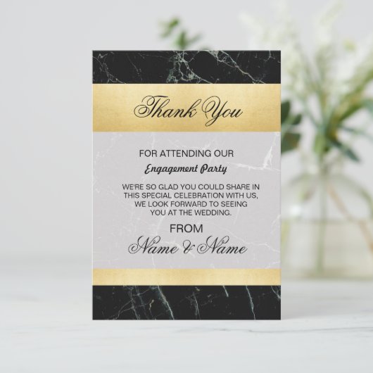 Huwelijks Trouwkaart Zwart Marmer Goud Art Deco Kaart (Staand voorkant)