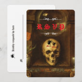 Huwelijks-uitnodiging Halloween Goth, Schedel, Spi Kaart (Voorkant / Achterkant)