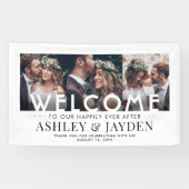 Huwelijks Verwelkoming Eenvoudige Moderne 3 Foto C Spandoek (Horizontaal)