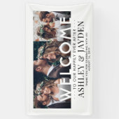 Huwelijks Verwelkoming Eenvoudige Moderne 3 Foto C Spandoek (Verticaal)