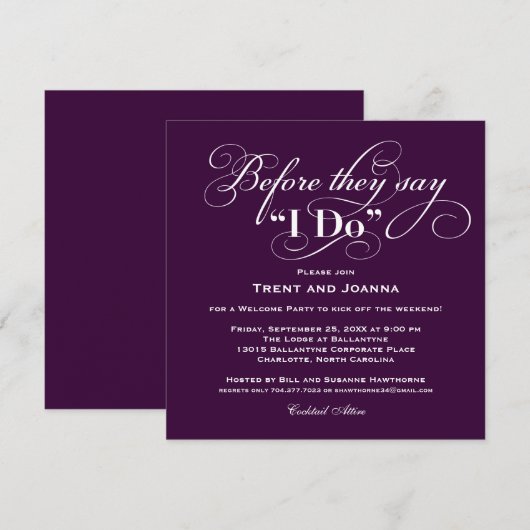 Huwelijks Welkom Feest Uitnodiging | Huwelijksgelo (Voorkant / Achterkant)