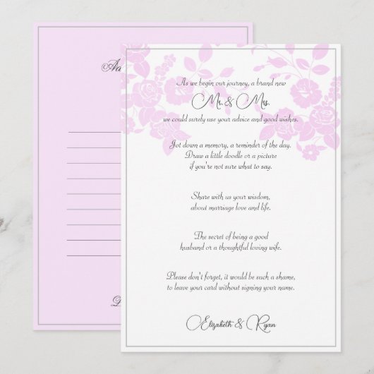 Huwelijks Wensen Liefde en Levensadvieskaart Advieskaart (Voorkant / Achterkant)