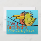 Huwelijksaankondiging, 2 Vogels op een Draad, Grap Kaart (Voorkant)