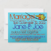 Huwelijksaankondiging, 2 Vogels op een Draad, Grap Kaart (Achterkant)