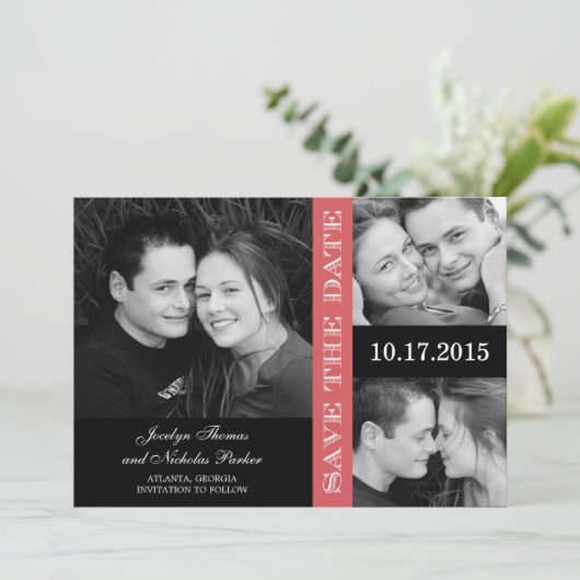 Huwelijksaankondiging Collage Save The Date Kaart (Staand voorkant)