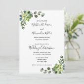 Huwelijksaankondiging en receptie met eucalyptus kaart (Staand voorkant)