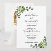 Huwelijksaankondiging en receptie met eucalyptus kaart (Voorkant / Achterkant)