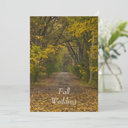 Huwelijksaankondiging Herfst Pad van het Leven Bew Save The Date (Staand voorkant)