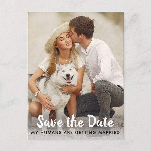 Huwelijksaankondiging Hond Opslaan Datum Aankondigingskaart (Voorkant)