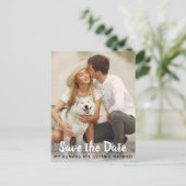 Huwelijksaankondiging Hond Opslaan Datum Aankondigingskaart (Staand voorkant)