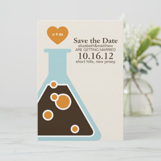 Huwelijksaankondiging Kan Chemie Niet Weerstaan Save The Date (Staand voorkant)