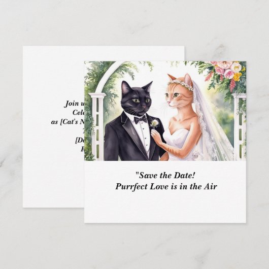 Huwelijksaankondiging katten Opslag datum Save The Date (Voorkant / Achterkant)