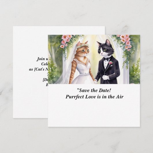 Huwelijksaankondiging katten Opslag datum  Save The Date (Voorkant / Achterkant)
