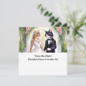 Huwelijksaankondiging katten Opslag datum  Save The Date (Staand voorkant)