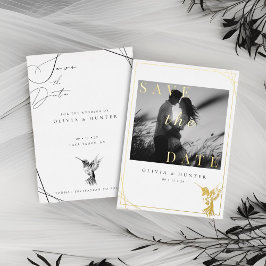 Huwelijksaankondiging Kolibrie Save the Date Zwart Folie Uitnodiging