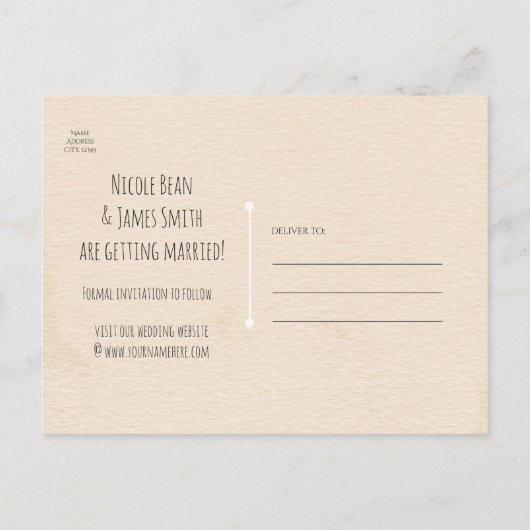 Huwelijksaankondiging met Oude Boom & Nachtverlich Aankondigingskaart (Achterkant)