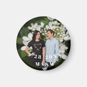 Huwelijksaankondiging Party Favors Witte Hortensia Magneet