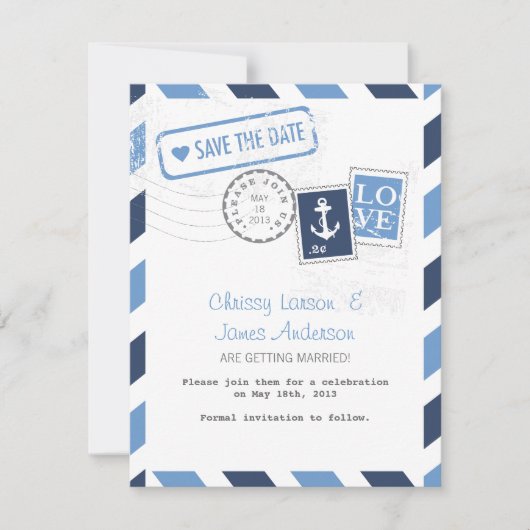 Huwelijksaankondiging per Zeezender Save The Date (Voorkant)