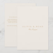 Huwelijksaankondigingskaart met gouden en ivoorkle aankondiging (Voorkant / Achterkant)