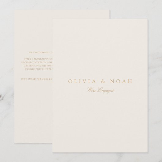 Huwelijksaankondigingskaart met gouden en ivoorkle aankondiging (Voorkant / Achterkant)