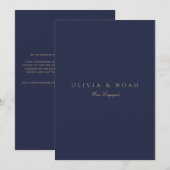 Huwelijksaankondigingskaart met gouden en marinebl aankondiging (Voorkant / Achterkant)
