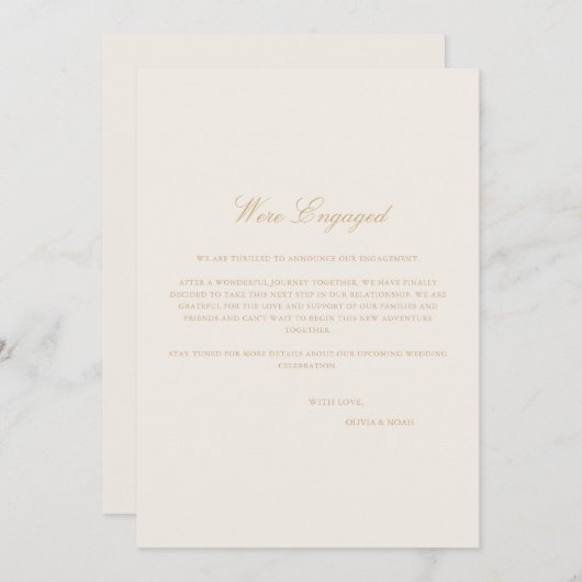 Huwelijksaankondigingskaart 'Script Goud & Ivoorkl Aankondiging (Voorkant / Achterkant)