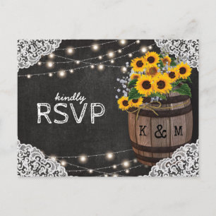 Huwelijksaanmelding Rustic Sunflower Winery Uitnodiging Briefkaart