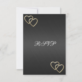 Huwelijksaanmelding Zwart Goud Hartjes RSVP Kaartje