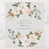 Huwelijksaanzoek bruidsmeisje Magnolia Wijn Etiket (Enkel label)