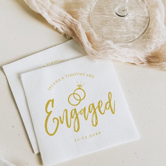 Huwelijksaanzoek Feest Script Lettering Goud Servet