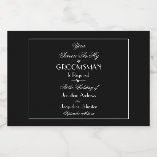 Huwelijksaanzoek: Jij wordt mijn Groomsman Mini Likeurfles Etiket (Enkel label)