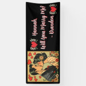 huwelijksaanzoek | Retro Mid-Century Romantisch Spandoek (Verticaal)