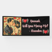 huwelijksaanzoek | Retro Mid-Century Romantisch Spandoek (Horizontaal)