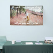 Huwelijksaanzoek Trouwen met mij Foto en wit scrip Spandoek (Beurs)