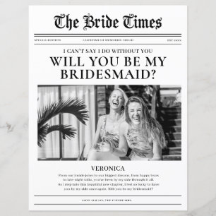 Huwelijksaanzoek voor bruidsmeisje in krantpapier