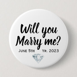Huwelijksaanzoek wil je met me trouwen  ronde button 7,6 cm