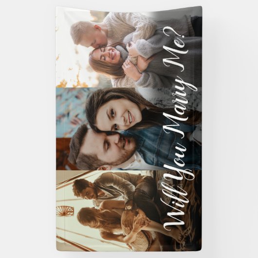 Huwelijksaanzoek zal je met me trouwen 3 kleuren f spandoek (Verticaal)