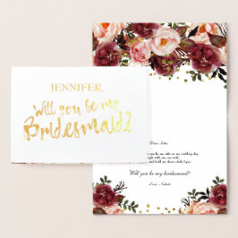 Huwelijksaanzoekkaart met gouden folie bloemen kaarten