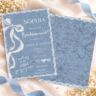 Huwelijksaanzoekkaart voor bruidsmeisje met kant i save the date