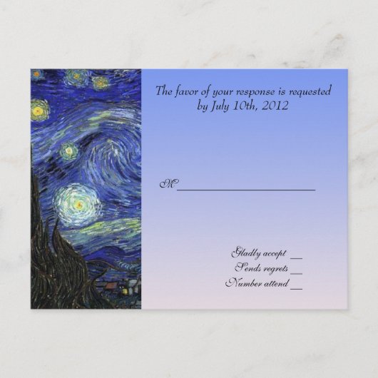 huwelijksacceptatiekaart , van gogh starry night briefkaart (Voorkant)