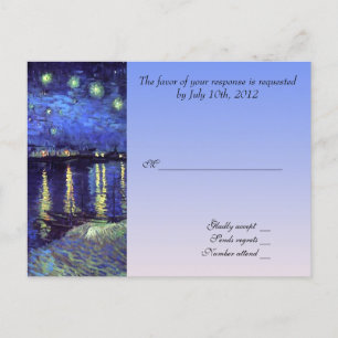 huwelijksacceptatiekaart , van gogh starry night uitnodiging briefkaart