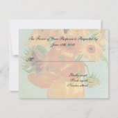 huwelijksacceptatiekaart , van gogh - zonnebloemen RSVP kaartje (Voorkant)