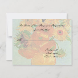 huwelijksacceptatiekaart , van gogh - zonnebloemen RSVP kaartje