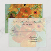 huwelijksacceptatiekaart , van gogh - zonnebloemen RSVP kaartje (Voorkant / Achterkant)