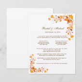 Huwelijksaccommodatiekaart met herfstloof informatiekaartje (Voorkant / Achterkant)